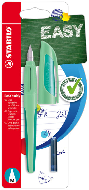 Stabilo - Fountain Pen EasyBuddy Droite-Mint de touche handicapée | 5 pièces