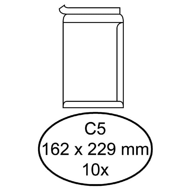 Quantore - Enveloppe Bank C5 162x229mm auto-adhésif blanc 10 pièces