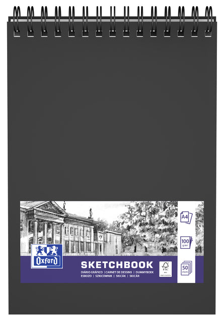 Oxford - schetsboek, 50 vel, 100 g/m², ft A4, zwart