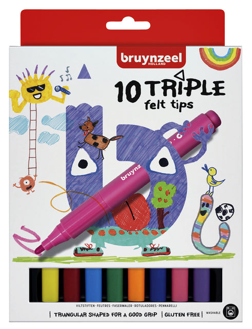 Bruynzeel - Filt Stilt Kids Triple Blister à 10 morceaux d'assorti