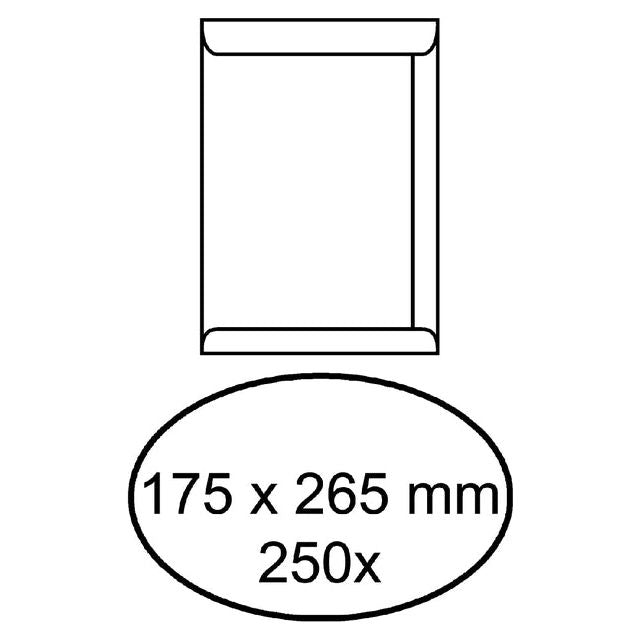 Izzy - Enveloppe acte 175x265mm auto-adhésif 100gr blanc 250 pièces