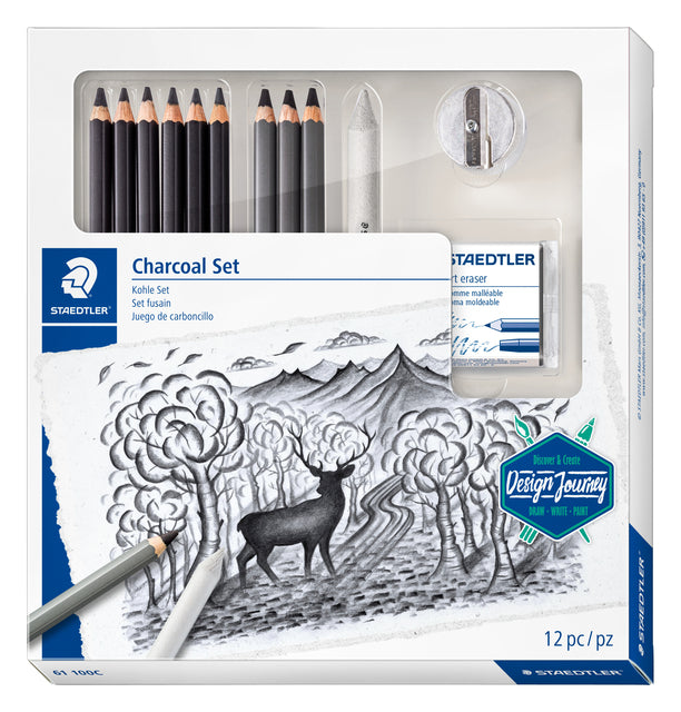 Staedtler - Houtskoolpotloodset 12dlg | 4 stuks