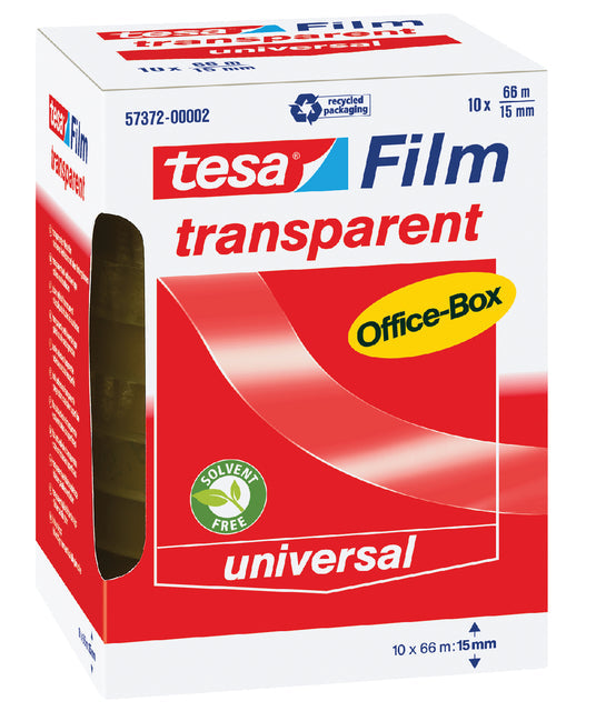 TESA - Film transparent E, ft 15 mm x 66 m, paquet de 10 rouleaux