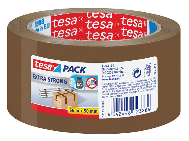 TESA - Pocke d'emballage Extra Strong, Ft 50 mm x 66 m, PVC, marron