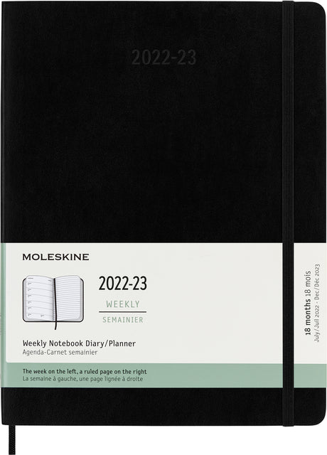 Moleskine - Agenda notitieboek 2022-2023 msk xl sc zwart | 9 stuks