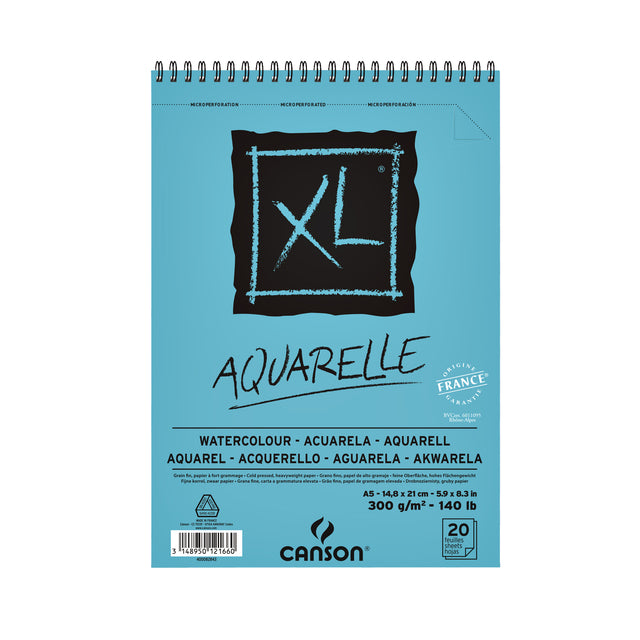 CANSON - Bloc aquarelle XL Aquarelle A5 20V 300gr Spirale | 5 pièces