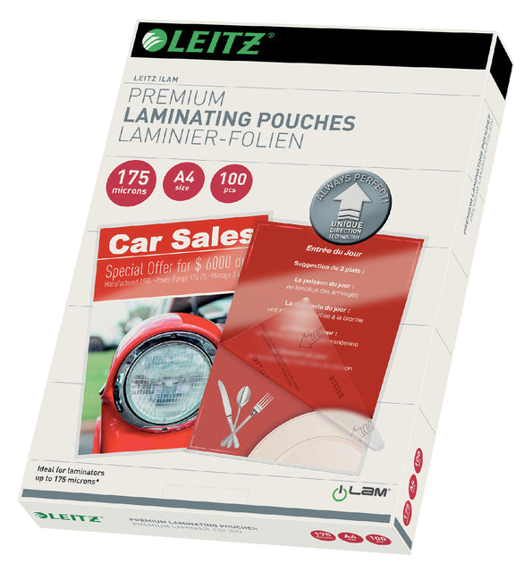 Leitz - couverture de laminage ILAM Ft A4, 350 micron (2 x 175 micron), paquet de 100 pièces