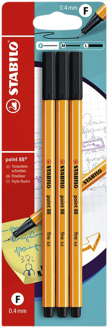 STABILO - Fineliner point 88 f zwart 3st | 10 stuks