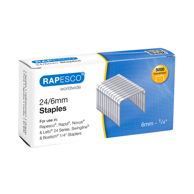 Rapesco - 24/6 mm (22/6) Galvanisé (boîte 5000) | 20 pièces