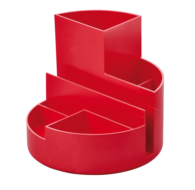 Maul - Organisateur de bureau Penbak Roundbox Ø14x12.5 cm, 7-Sections, 85% Recycled Plastic Red