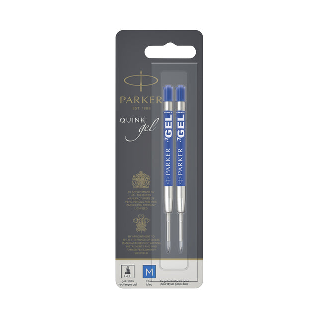 Parker - Ferme de gel de quink pour le stylo à bille moyen, bleu, boursier avec 2 pièces