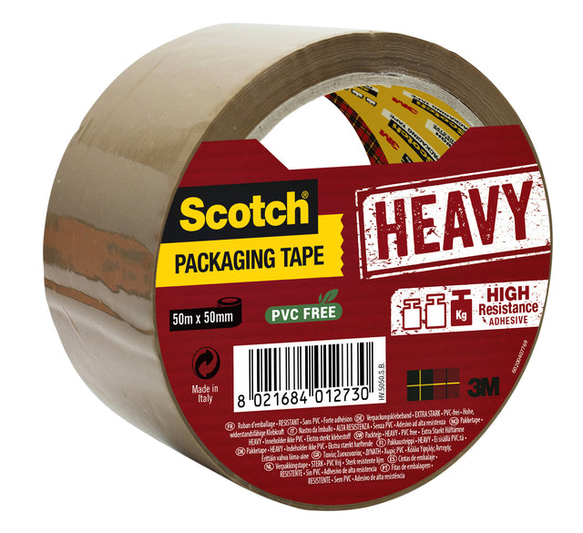 Scotch - verpakkingsplakband Heavy, ft 50 mm x 50 m, bruin, per stuk