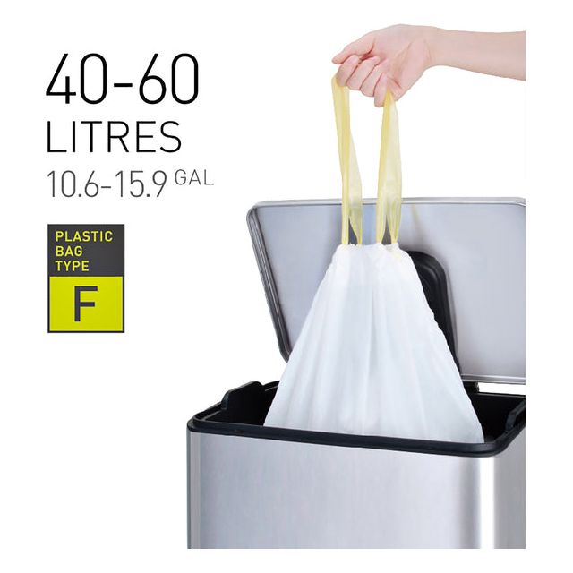 Eko - Sacs à ordures Eko avec fermeture de pneus, 40-60 litres, blanc, 1 rouleau, 12 sacs