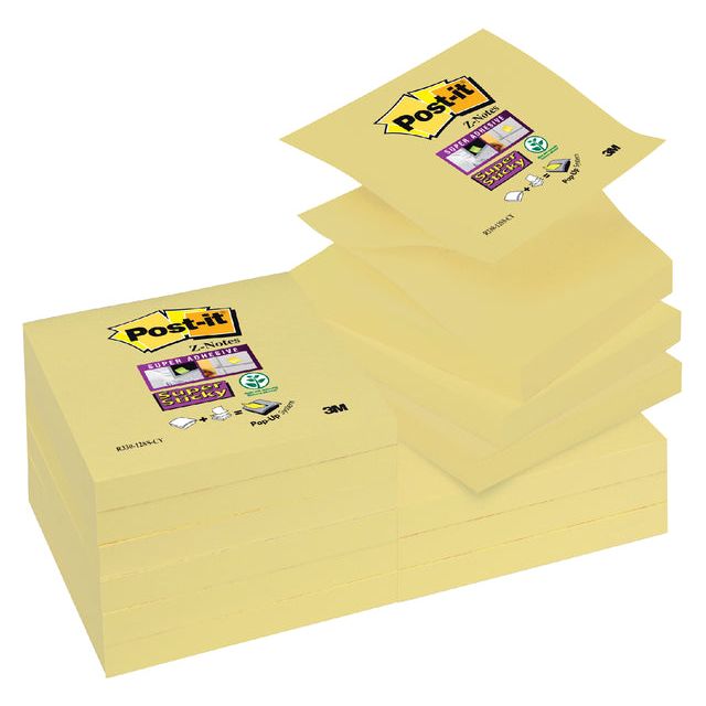 Mémoblok 3m post-it z-note s330 super collante 76x76mm jaune