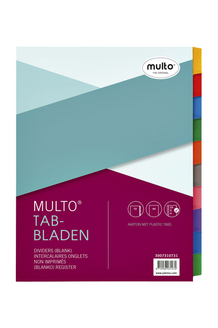 Multi-tabs A4 23 gats en carton blanc de 10 pièces 220gr | 10 pièces