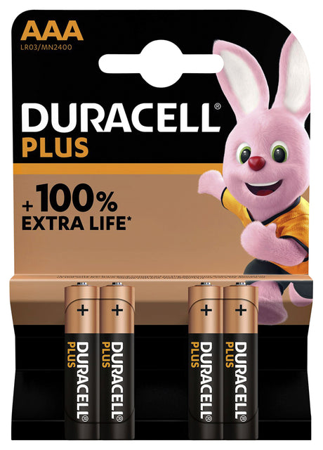 Duracell - Batterie plus 100% AAA, cloque de 4 pièces