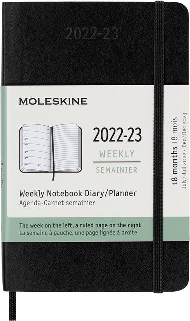 Moleskine - Agenda Notebook 2022-2023 MSK Pocket SC Black | 1 Stück | 18 Stücke