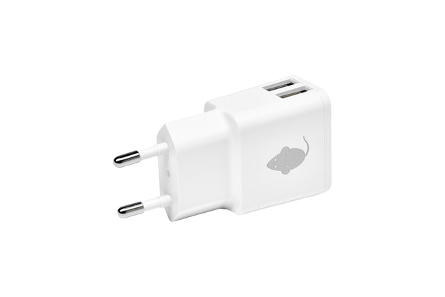 Green Mouse - Charger USB -a 2x 2.4a blanc | 5 pièces