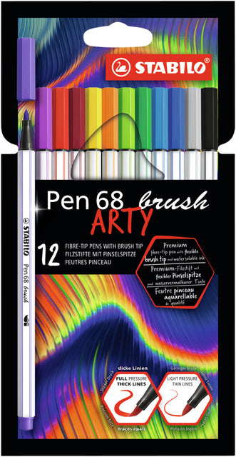 STABILO - Brushstift pen 68/12 arty 12st assorti | 6 stuks