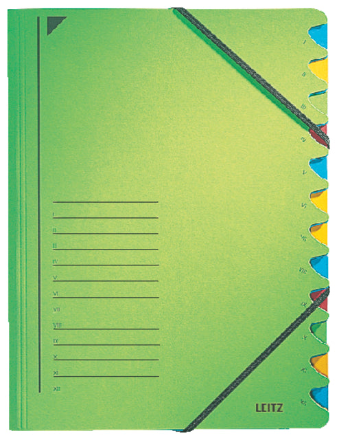 Leitz - Tri Folder 12 Tabs Cardboard vert