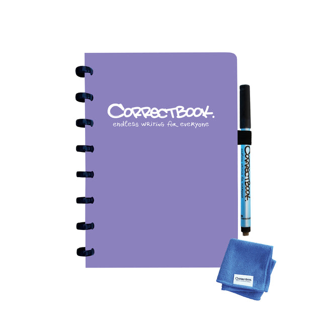 CorrectBook - A5 Original: Notebook excès / réutilisable, Blanco, Pétunia Purple (Purple)