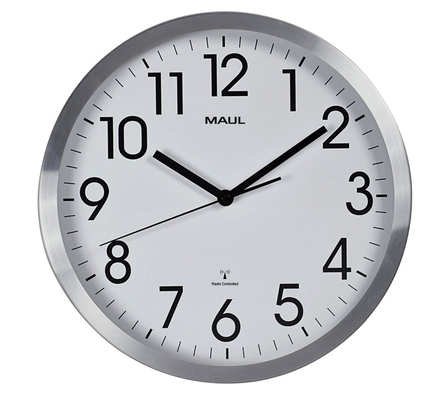 Maul - move wandklok, radiogestuurd, diameter 30,5 x 4,5 cm, aluminium kader