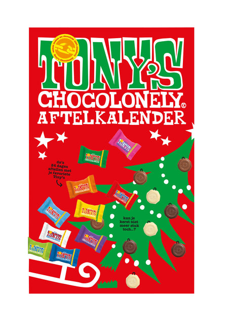 Tony's Chocolonely - Chocolate Christmas Big Tiny Calendar 225gr Assorti | 12 pièces