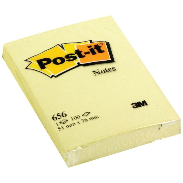 Post-it-memoklok 3m Post-it 656 51x76mm jaune | 1 pièce | 12 pièces