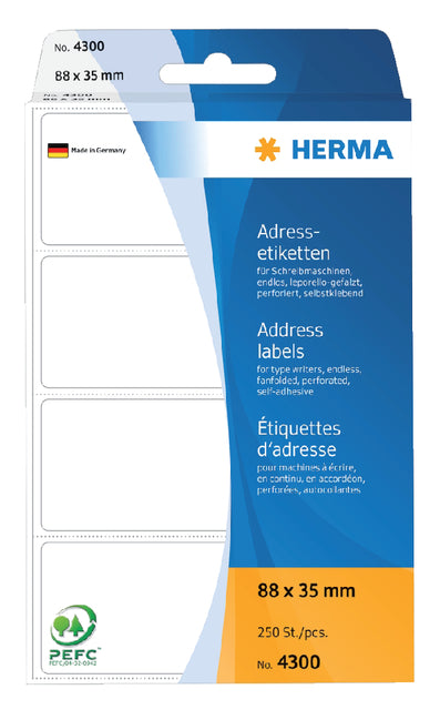 Herma - Adresse d'étiquette 4300 88x35mm 250 pièces zig -zag