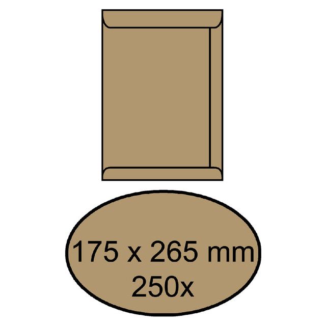 Izzy - Umschlag Tat 175x265mm Selbstadhäsiv 90gr braun 250 Stück