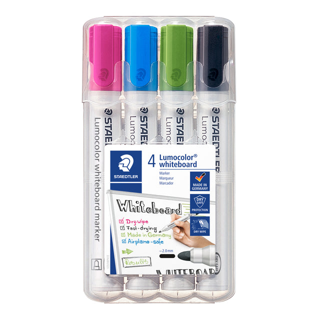 Staedtler - Lumocolor whiteboardmarker etui van 4 stuks in geassorteerde kleuren