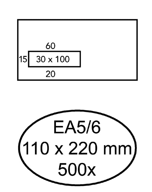 Quantore - Enveloppe 110x220 mm Fenêtre 3x10cm gauche 500 pièces