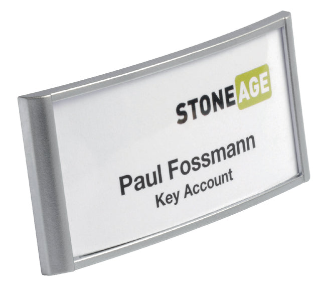 Durable - Badge 8540 Classic avec aimant 30x65 mm Gray en argent