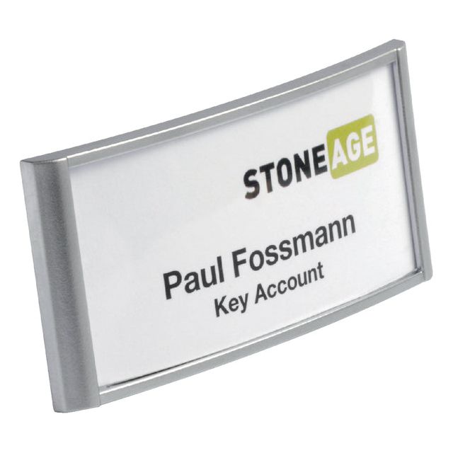 Durable - Badge 8540 Classic avec aimant 30x65 mm Gray en argent