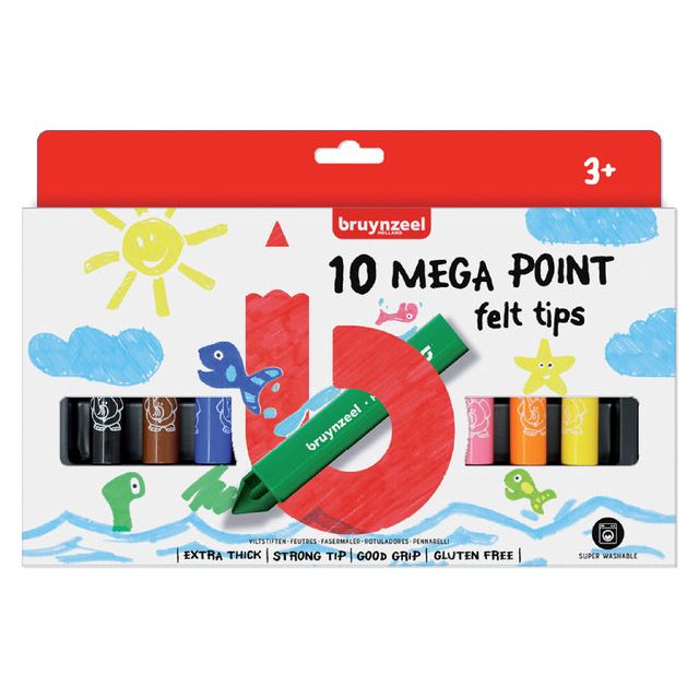 Bruynzeel - Filt Stilt Kids Mega Point Blaster à 10 pièces Assorti | 12 pièces