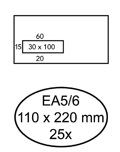 Quantore - Enveloppe 110x220mm Fenêtre 3x10cm Auto-Kl 25st | 40 pièces