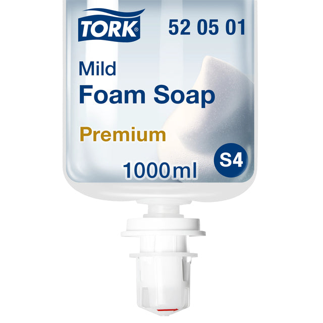 Tork - Savon à main S4 mousse douce parfumée 1000 ml 520501 | 6 pièces