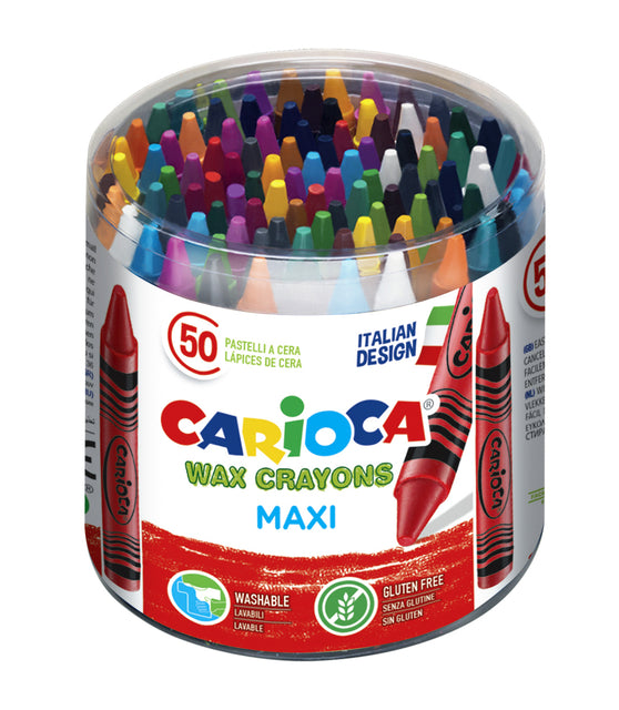 Cararioca - Waskrijt Wax Maxi, casserole en plastique avec 50 pièces en couleurs assorties