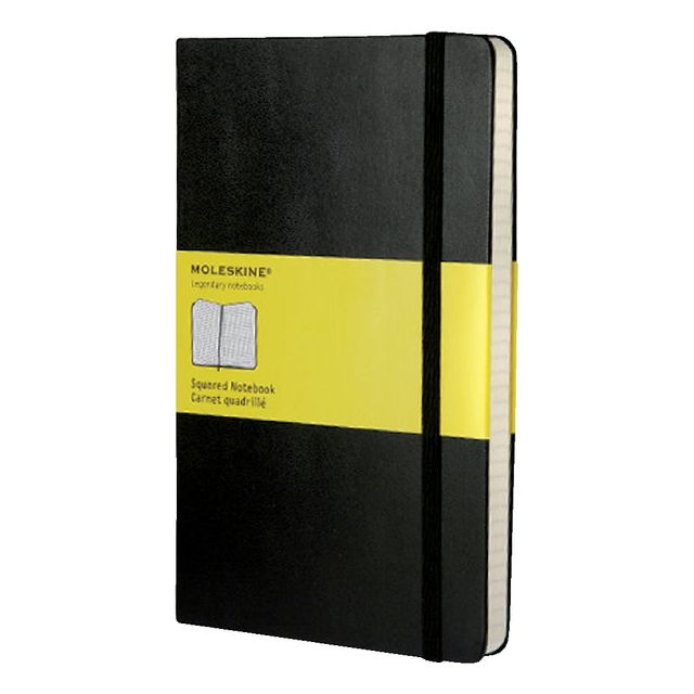 Moleskine - Notebook, FT 13 x 21 cm, damier, couverture dure, 240 pages, noir