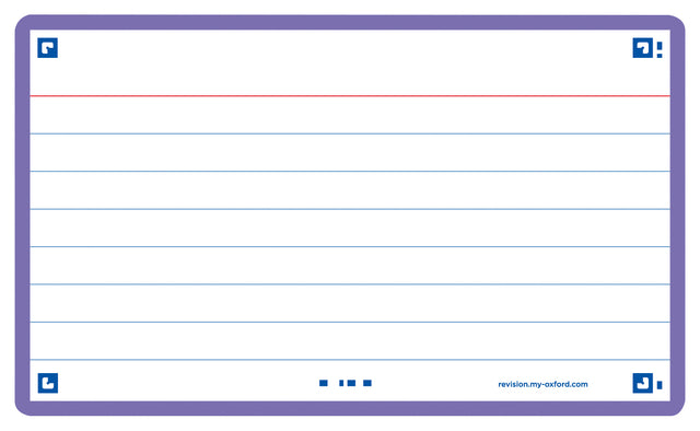 Oxford - Flashcard 2.0 75x125mm 80vel 250gr Ligne violet | 20 pièces