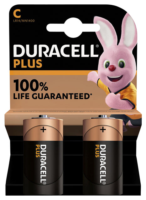 Duracell - Batterie plus 100% C, cloque de 2 pièces