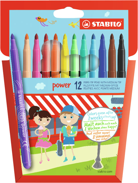 Stabilo - Felt -Tip Power 280 centime à 12 couleurs | 6 pièces