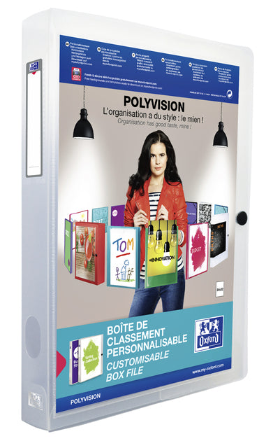 Oxford - Oxford Polyvision Personalisierbares Elastobox, Größe A4, von PP, 4 cm zurück, transparent