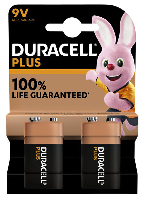 Duracell - Batterie plus 100% 9V, cloque de 2 pièces