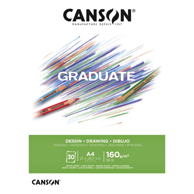 CANSON - Dessin Block Graduate Desin A4 160GR 30VEL