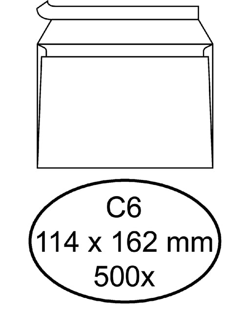 Hermes - Envelop hermes bank c6 114x162 zk 500st wit