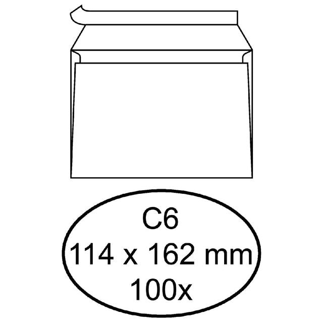 Quantore - enveloppe Bank C6 114x162mm auto-adhésif blanc 100 pièces