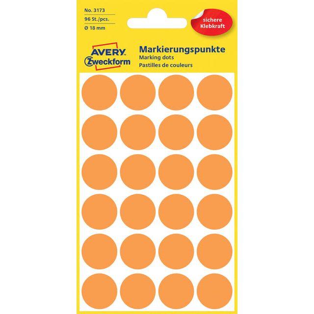 Avery Zweckform - Étiquettes rondes Diamètre 18 mm, Licht Orange, 96 pièces