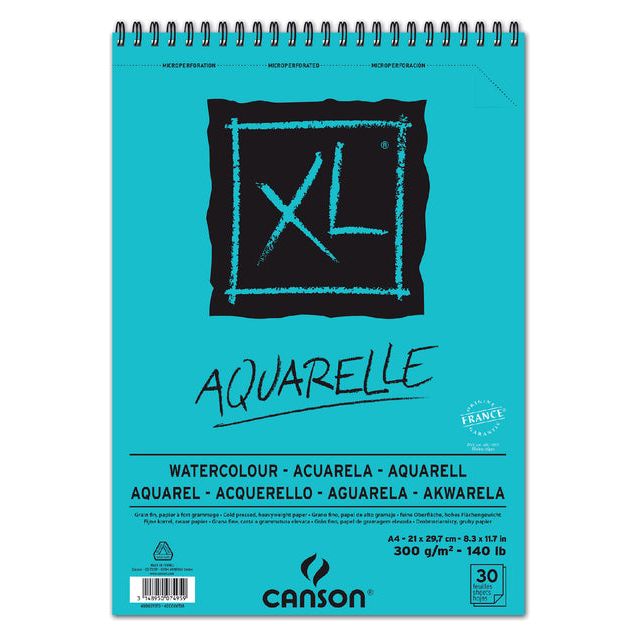 Canson - Aquarellblock XL A4 30V 300gr Spiral | 5 Stücke