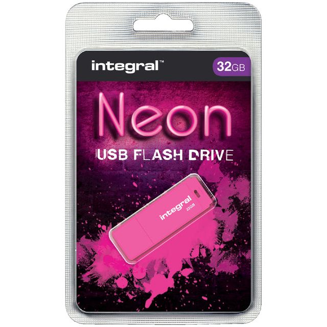 Integral - Neon USB 2.0 Stick, 32 GB, Pink